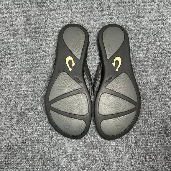OluKia Ho‘opio Sandals Women's 9 Black Athletic Beach Summer Comfort Flip Flops - Picture 9 of 12